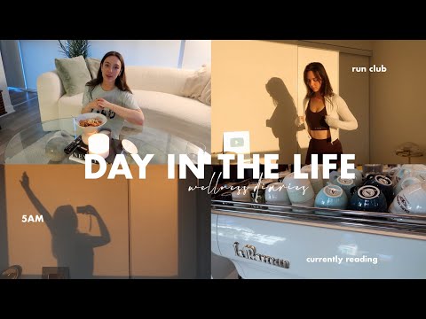 5AM wellness DAY IN THE LIFE 🌱 run club, self-care night in, current reads, patio season