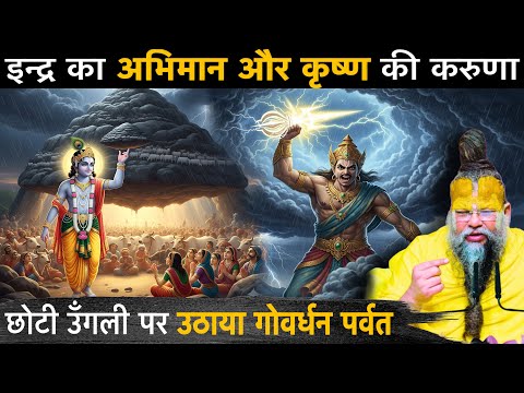 छोटी उँगली पर उठाया गोवर्धन पर्वत || इन्द्र देव हुए गुस्से से पागल 🫣