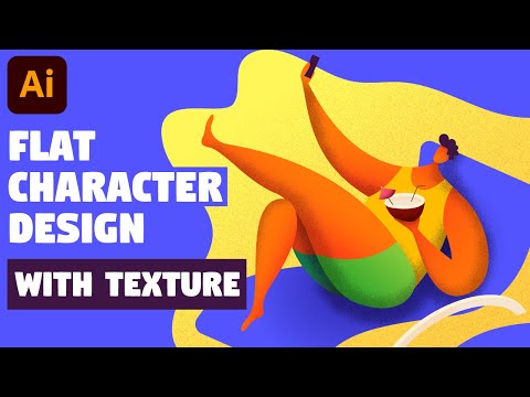 Character Illustration with Grain and Noise texture | Illustrator tutorial (FLAT DESIGN)