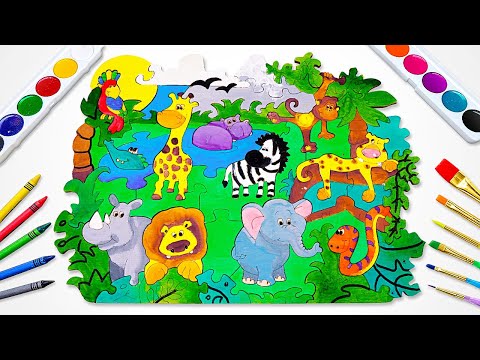 Let's Draw & Color Jungle Animals! 🐒🦁 Best Preschool Toddler Learning Video