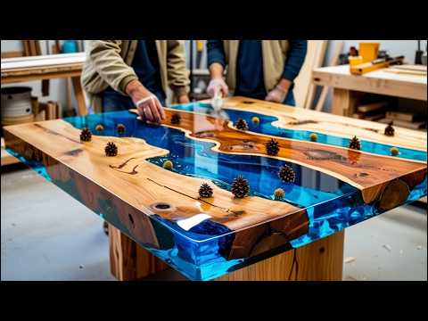 1000 Marbles, 200 Pine Cones & Epoxy to Make Masterpiece// Wonderful Forest River Epoxy Table