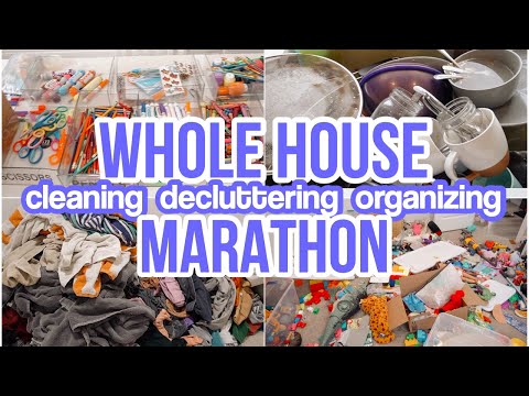 WHOLE HOUSE CLEANING DECLUTTERING AND ORGANIZING MARATHON // OVER 3 HOURS OF CLEANING MOTIVATION