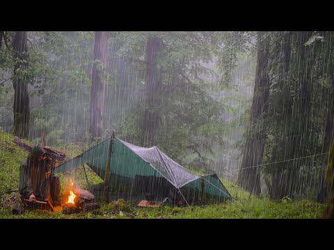 Camping in a thunderstorm - Heavy Rain, thunder