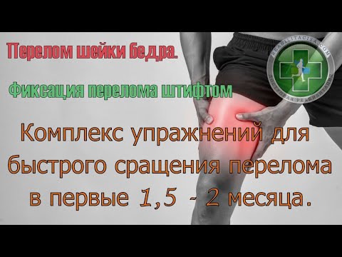 A set of exercises for a femoral neck fracture and pin placement. The first two months after injury.