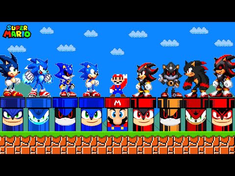 What if Super Mario had Custom Pipes All Sonic vs Shadow Form Characters?