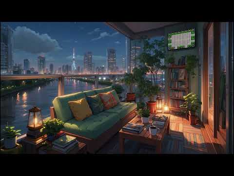 Cozy Reading Night 📖 Chill Lofi Beats with a City View 🌃