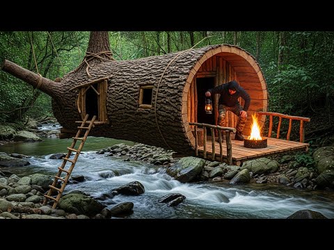 How I Built a Hidden Shelter in the Forest, Hanging From a Large Tree Branch