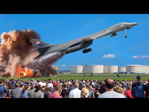 Terrifying Moment! US B-1 Lancer bomber takes extreme takeoff towards the Middle East