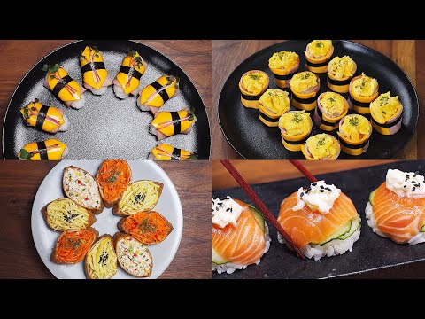 4 Easy Sushi Recipes for Lunch(4K)