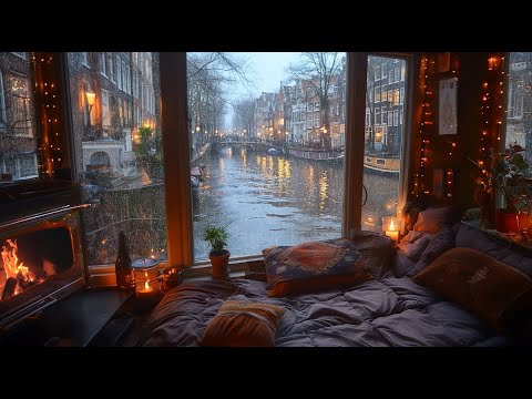 π§οΈ Cozy rainy corner nestled within a boat house along the picturesque canals of Amsterdam