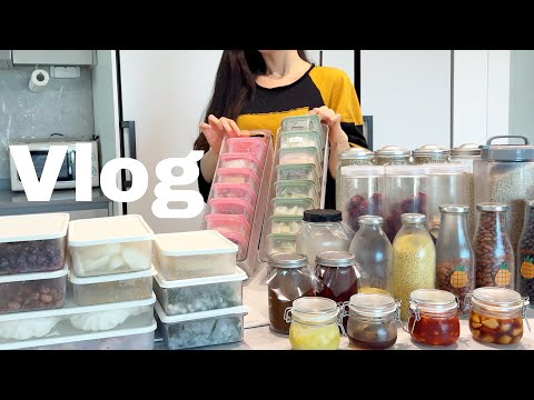 ENG)냉장고 청소하고 다이소 제품으로 자취N년차의 식재료 소분법