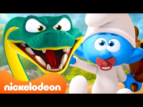 The Smurfs Escape Wild Animals for 30 Minutes! 🐍 | @Nicktoons