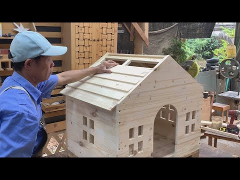 Ideas For Effectively Utilizing Wooden Pallet Resources // DIY A Cute Pet House From Wooden Pallets