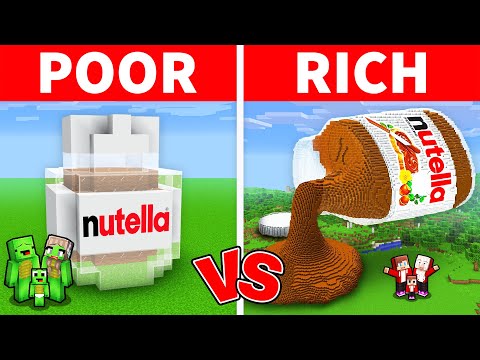 Mikey Family POOR vs JJ Family RICH NUTELLA House Build Challenge in Minecraft (Maizen)