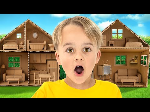 Cardboard Houses Challenge for kids - funny stories for kids