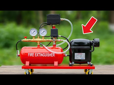✅ Free Heating Energy at Home! DIY Free Heat All Year Using Fire Extinguisher & Fridge Compressor 🔥
