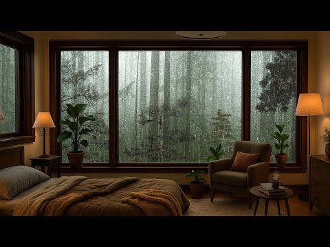 Heavy Rain Sounds for Sleep - Rain Sounds in Cozy Bedroom without Thunder - 3 Hours
