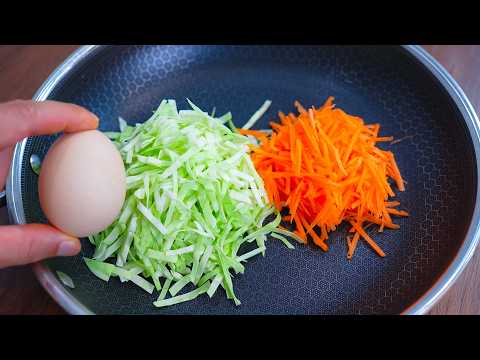 Cabbage, Carrots with eggs is better than pizza! Simple and so Delicious breakfast! Cabbage recipes