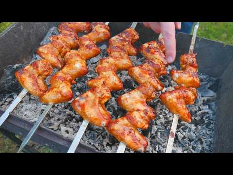 Juicy grilled chicken wings. How to skewer and marinate them properly – all the secrets of shashlik.