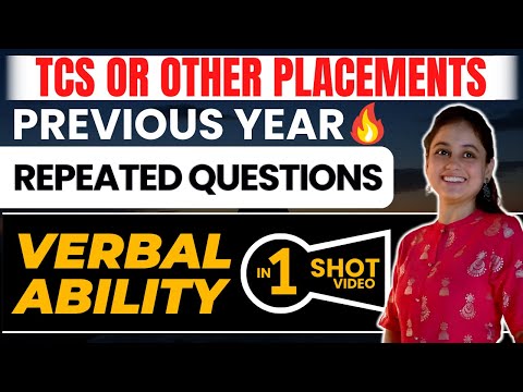 Verbal Ability [Complete🔥] | TCS OR OTHER PLACEMENT |  Only in 2 Hour🤯 | अभी नहीं तो कभी नहीं