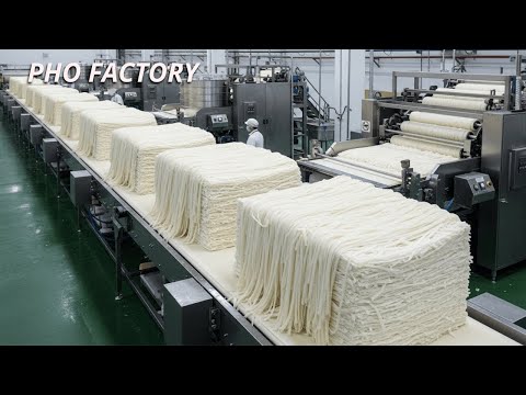 How Fresh Pho Noodles Are Made in a Factory (ASMR): From Rice to Soft Noodles