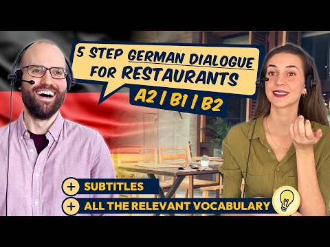 German Dialogue in Restaurant (A2, B1, B2) 🍕🍷| Conversation for Ordering Food + Drinks | Payment