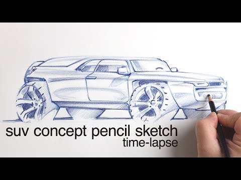 SUV Concept Design Colored Pencil Drawing Time-Lapse