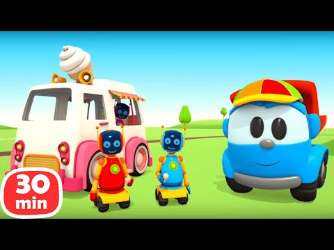 Фургон с мороженым и сбор урожая 🍦🥕  Грузовичок Лева и игры в конструктор для детей