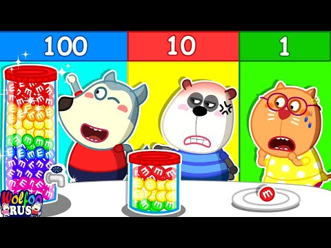 У кого самая красивая башня из конфет? | 100 слоёв еды челлендж | Wolfoo Russian