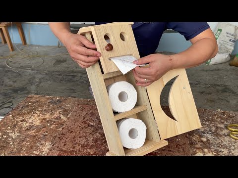 Woodworking Ideas - Wooden Shelf to Store Multiple Toilet Paper Rolls is Very Unique and Modern