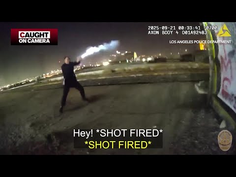 LAPD Gun Battle on the Railroad Tracks - Caught on Camera