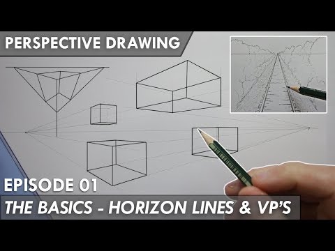 PERSPECTIVE DRAWING 01 - THE BASICS - Horizon Line, Vanishing Points 1,2 & 3
