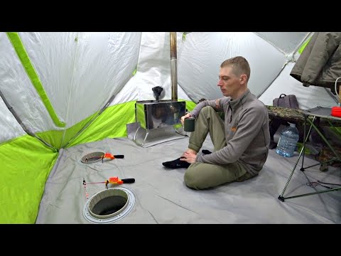 ПОСТАВИЛ ПАЛАТКУ В ОГРОМНУЮ СТАЮ РЫБЫ! ДВОЕ СУТОК НА ЛЬДУ С КОМФОРТОМ, КАК ДОМА! Рыбалка с ночёвкой.