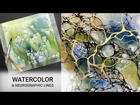 Abstract WATERCOLOR & Neurographic Inspired Ink Lines - 382