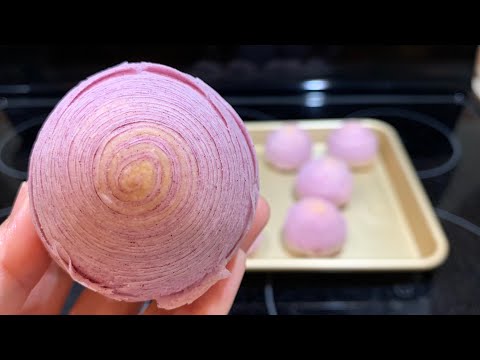 中秋節 芋頭蛋黃紫薯千層酥 |螺旋酥 | 毛線酥 ｜ 芋頭酥 Taro egg yolk and purple sweet potato mille-feuillecake