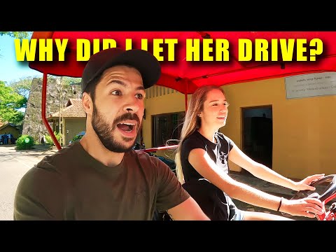 Riding around our $3 rental in Galle!