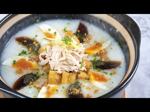 Chicken Congee with Century Egg and Salted Egg 🍲 皮蛋鹹蛋雞絲粥 [My Lovely Recipes]