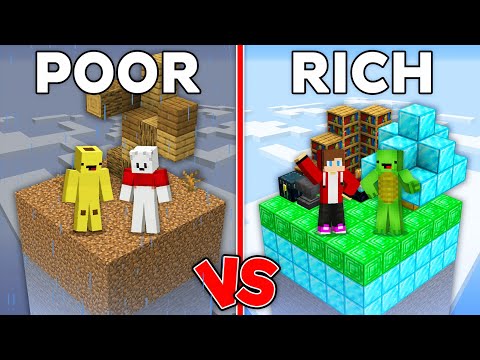 Mikey & JJ vs Banana Kid & Carrie: POOR vs RICH Chunk Survival Battle in Minecraft - Maizen