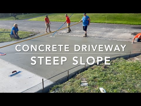 Huge concrete driveway poured on a hill !!!