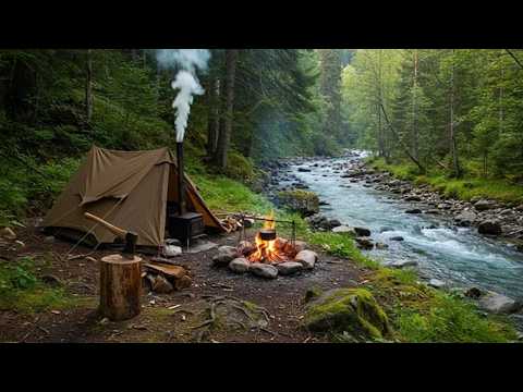 Hot Tent Camping by the River - Catch & Cook