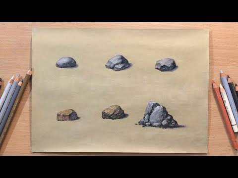 How to Draw Rocks and Stones - Landscape in Colored Pencil