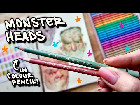 Monster Heads - realtime colour pencil process!