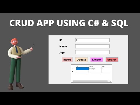 CRUD operations using C# and SQL Server database | Insert | Delete | Update | Search | Tutorial