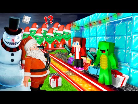 SNOWMAN, Dark SANTA CLAUS and GRINCH vs Security House in Minecraft Maizen JJ and Mikey - Challenge