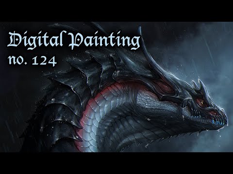 Dragon in the rain // Digital painting no.124