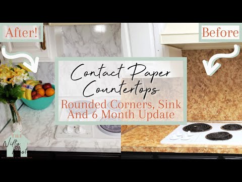 Contact Paper Countertop | Rounded Corners | Around Sink And Stove | 6 month update
