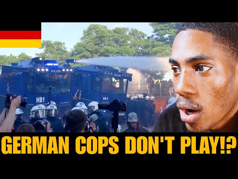 American Reacts to German Water Cannon being used in Hamburg