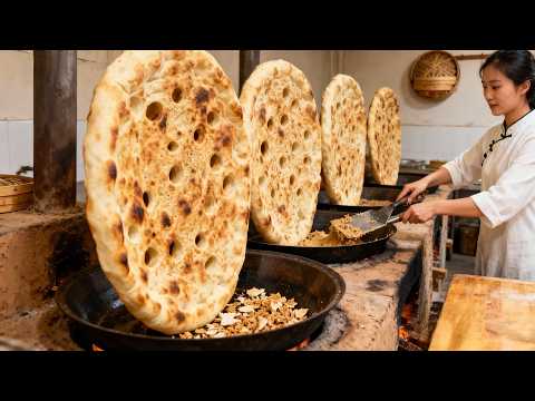 Giant Chinese Village Flatbread-Scrape it up first, then eat it!｜巨型农村大饼｜中国特色美食  | ASMR