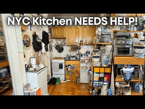 Cramped NYC Kitchen NEEDS DECLUTTERING 🌇🍎 New York City APARTMENT DECLUTTER ep. 09