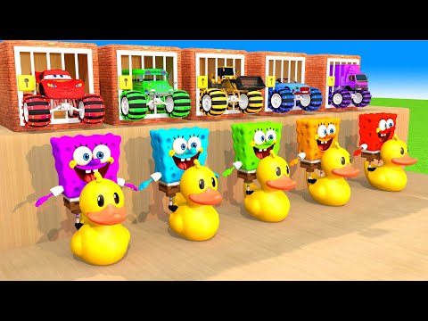 POLICE CARS, AMBULANCE, CHEVROLET, FIRE DEPARTMENT VEHICLES TRANSPORTING AND SPONGEBOB in Teardown